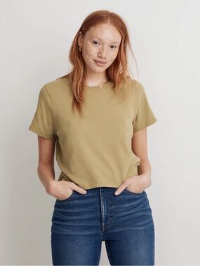 Madewell Softfade Cotton Tee in Muted Olive Small